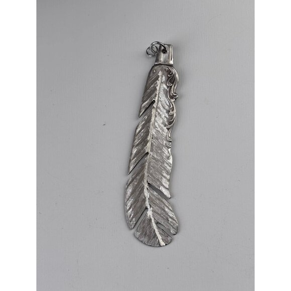 Handmade Feather Pendant Antique Butter Knife up-cycled silverware jewelery - Picture 5 of 6